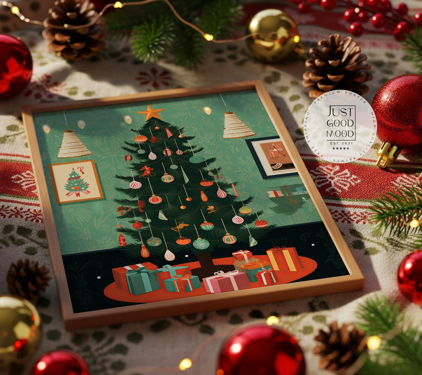 Weihnachtsbaum Poster · Festliche Weihnachtsdeko · Geschenkidee · Skandinavische Weihnachtsdeko · Dekoprint ohne Rahmen - justgoodmood