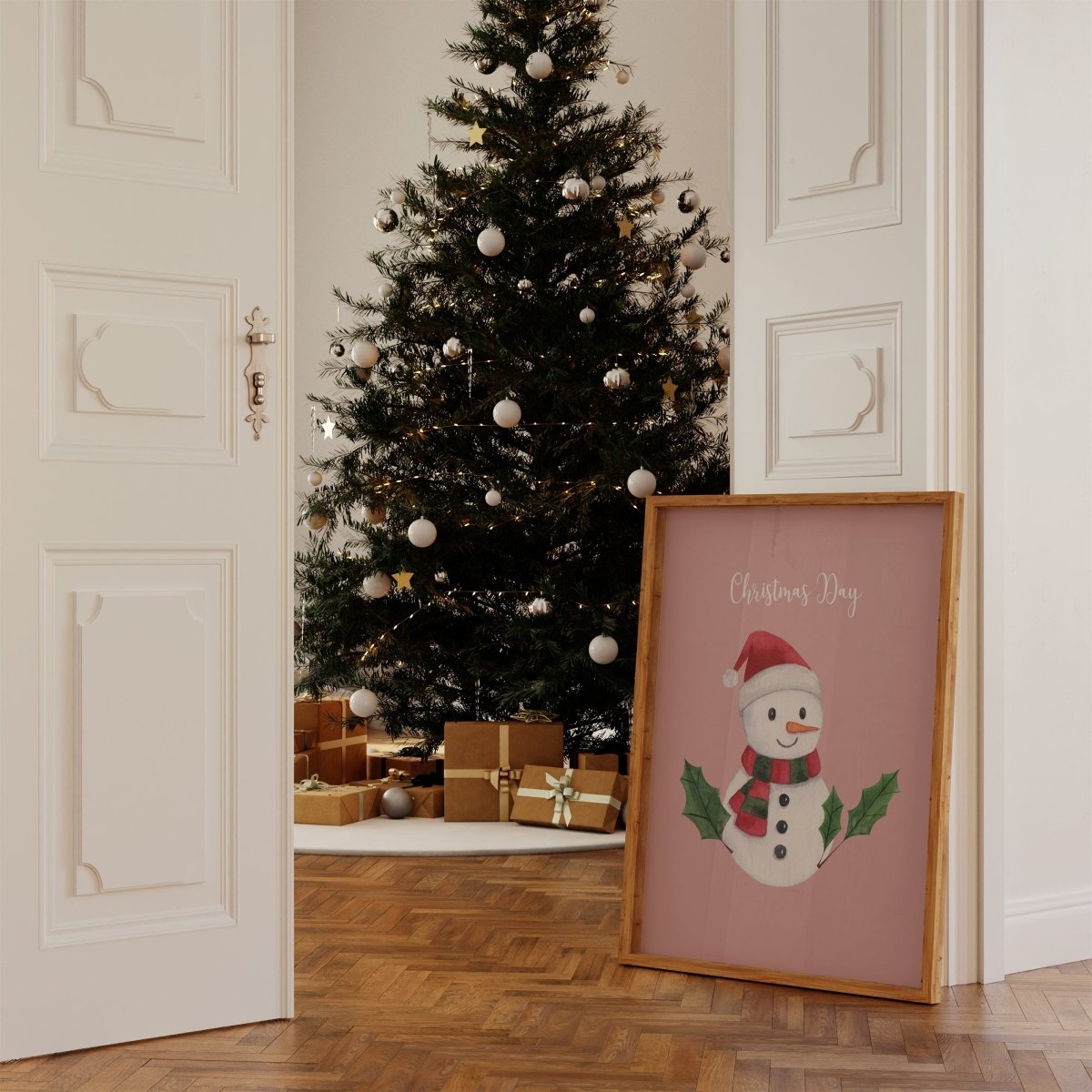 Weihnachtsposter Merry Christmas Aquarell · Geschenkidee · Weihnachtsbaum Schneemann Zuckerstange · Wand deko · Deko Print · ohne Rahmen - justgoodmood