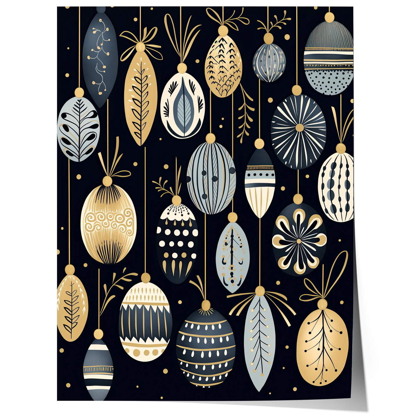 Weihnachtskugeln Poster · Geschenkidee für Weihnachtsliebhaber · Skandinavische Weihnachtsdeko · Dekoprint ohne Rahmen