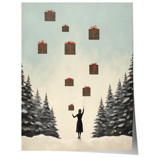 Geschenke Poster · Magische Weihnachts Deko · Geschenkidee · Traumhafte Schnee Szene · Dekoprint ohne Rahmen