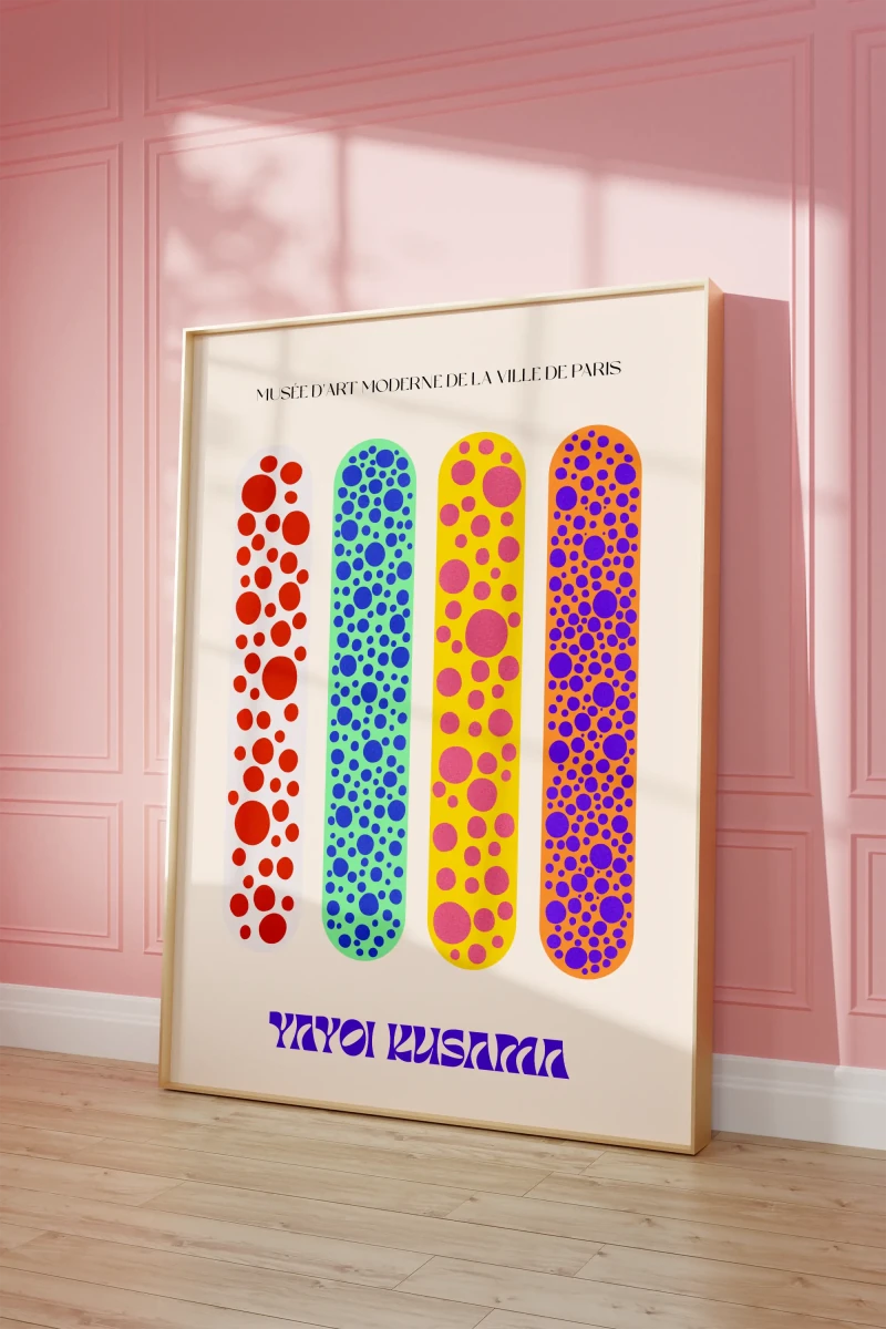 Yayoi Kusama Poster · Polka Dots Ausstellung · Moderne Pop Art im japanischen Stil · Print ohne Rahmen - justgoodmood