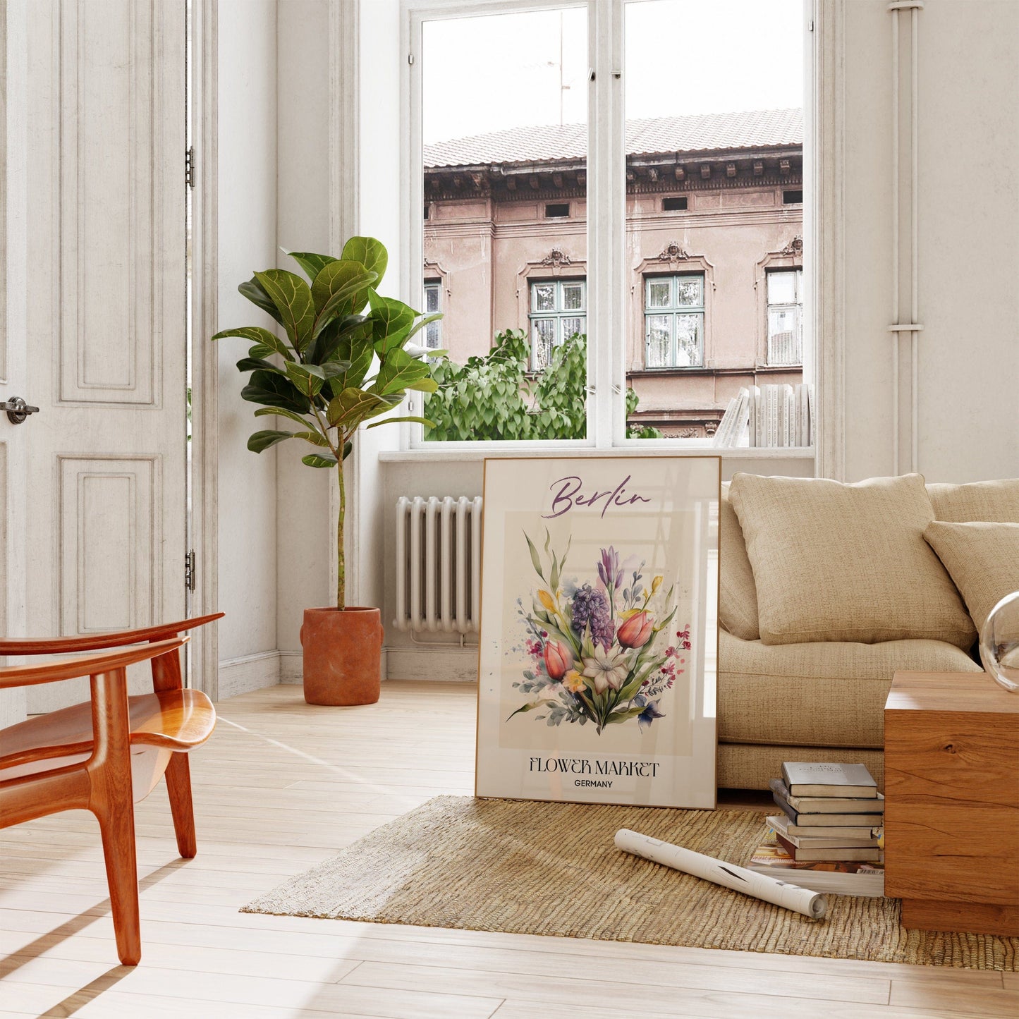 Berlin Flower Market Germany Design Poster I Geschenkidee I Wanddeko Wohnzimmer Küche I Skandinavisches Design I Deko Print ohne Rahmen - justgoodmood