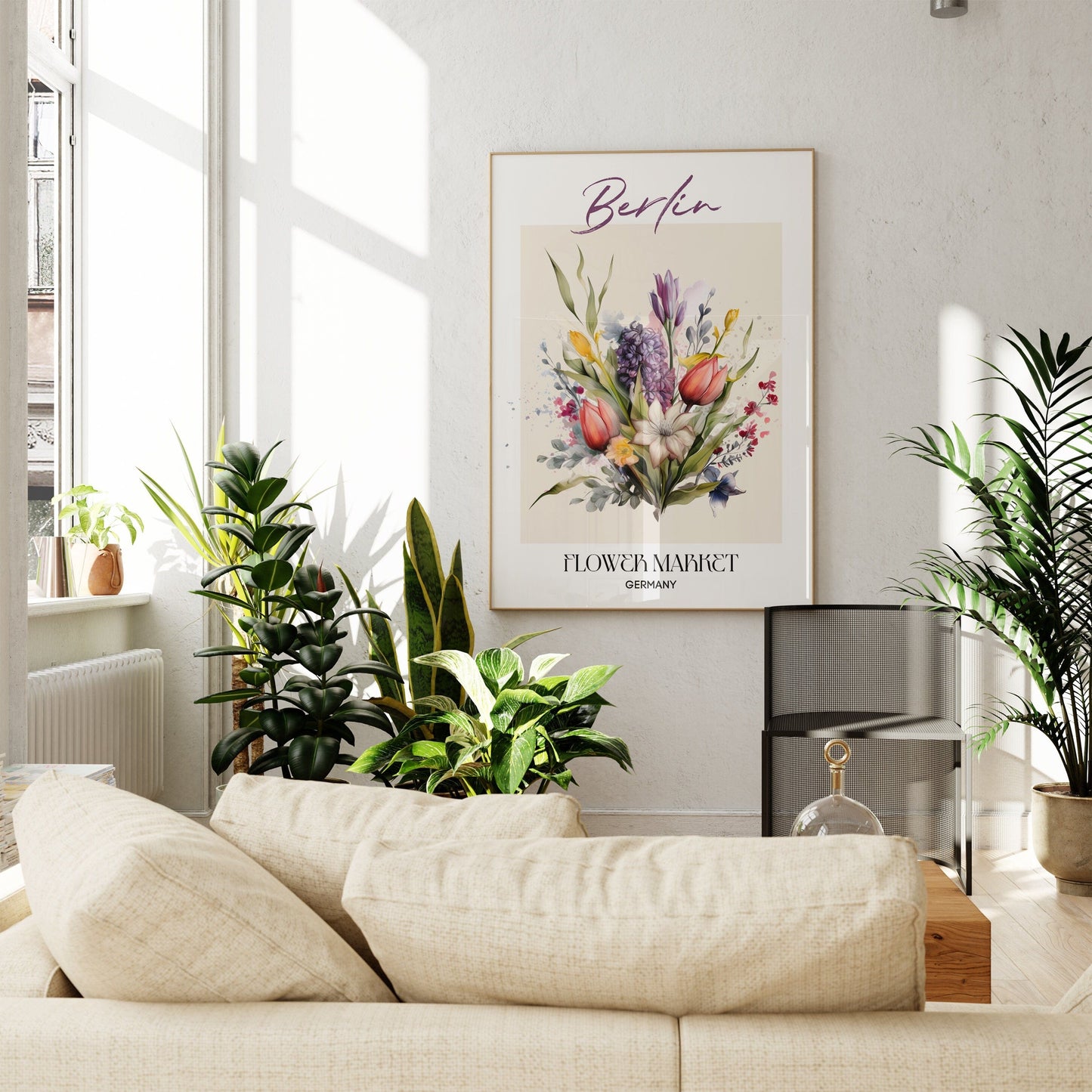 Berlin Flower Market Germany Design Poster I Geschenkidee I Wanddeko Wohnzimmer Küche I Skandinavisches Design I Deko Print ohne Rahmen - justgoodmood