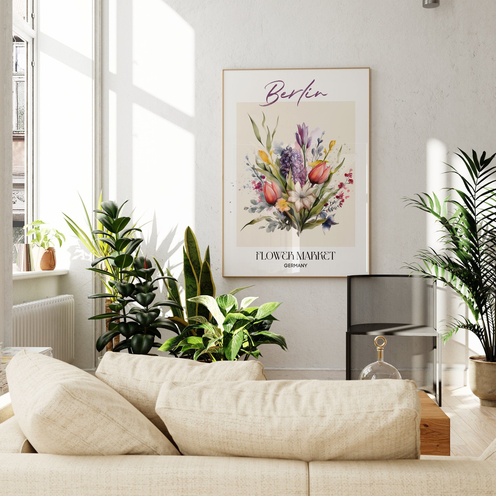 Berlin Flower Market Germany Design Poster I Geschenkidee I Wanddeko Wohnzimmer Küche I Skandinavisches Design I Deko Print ohne Rahmen - justgoodmood