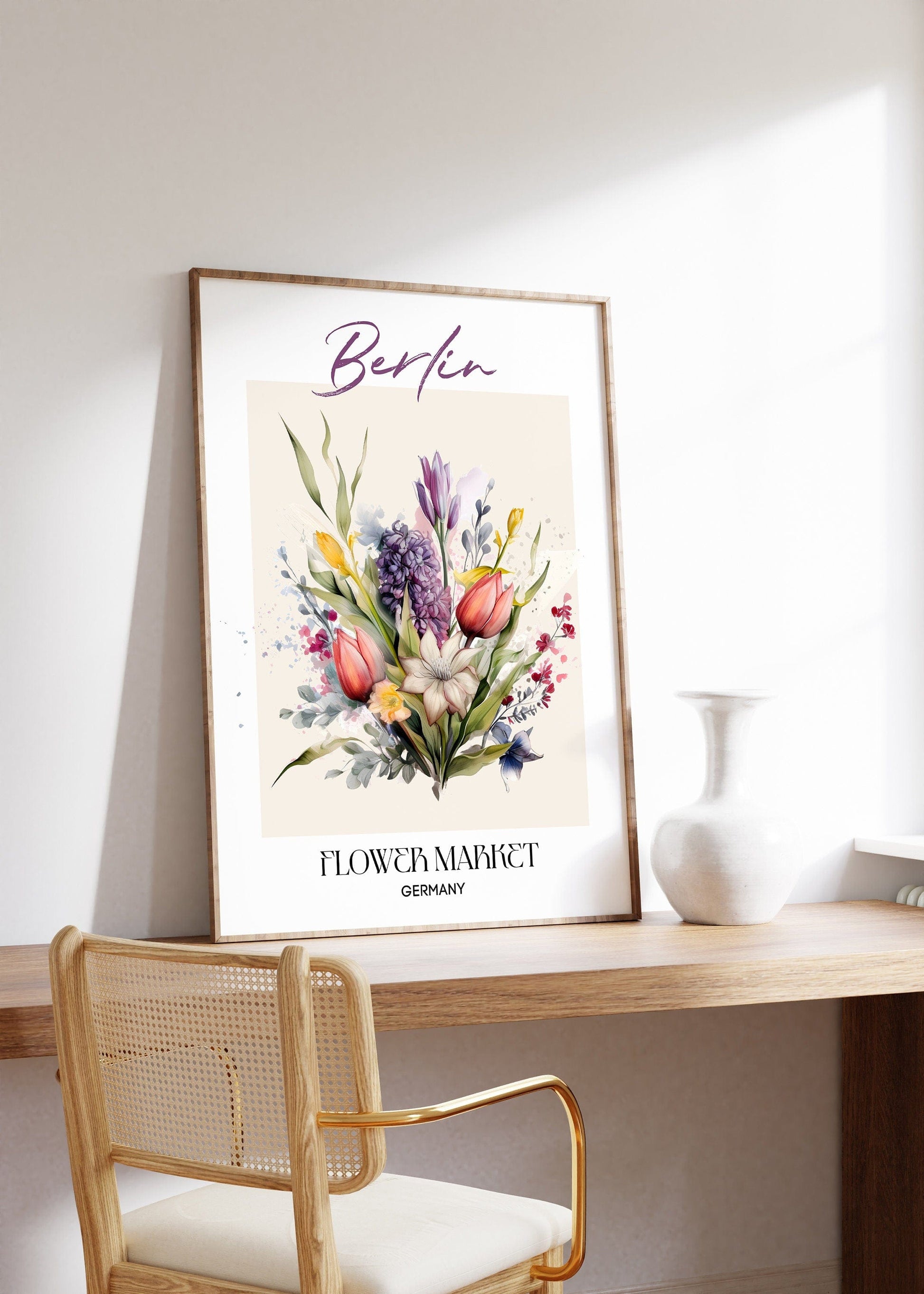 Berlin Flower Market Germany Design Poster I Geschenkidee I Wanddeko Wohnzimmer Küche I Skandinavisches Design I Deko Print ohne Rahmen - justgoodmood