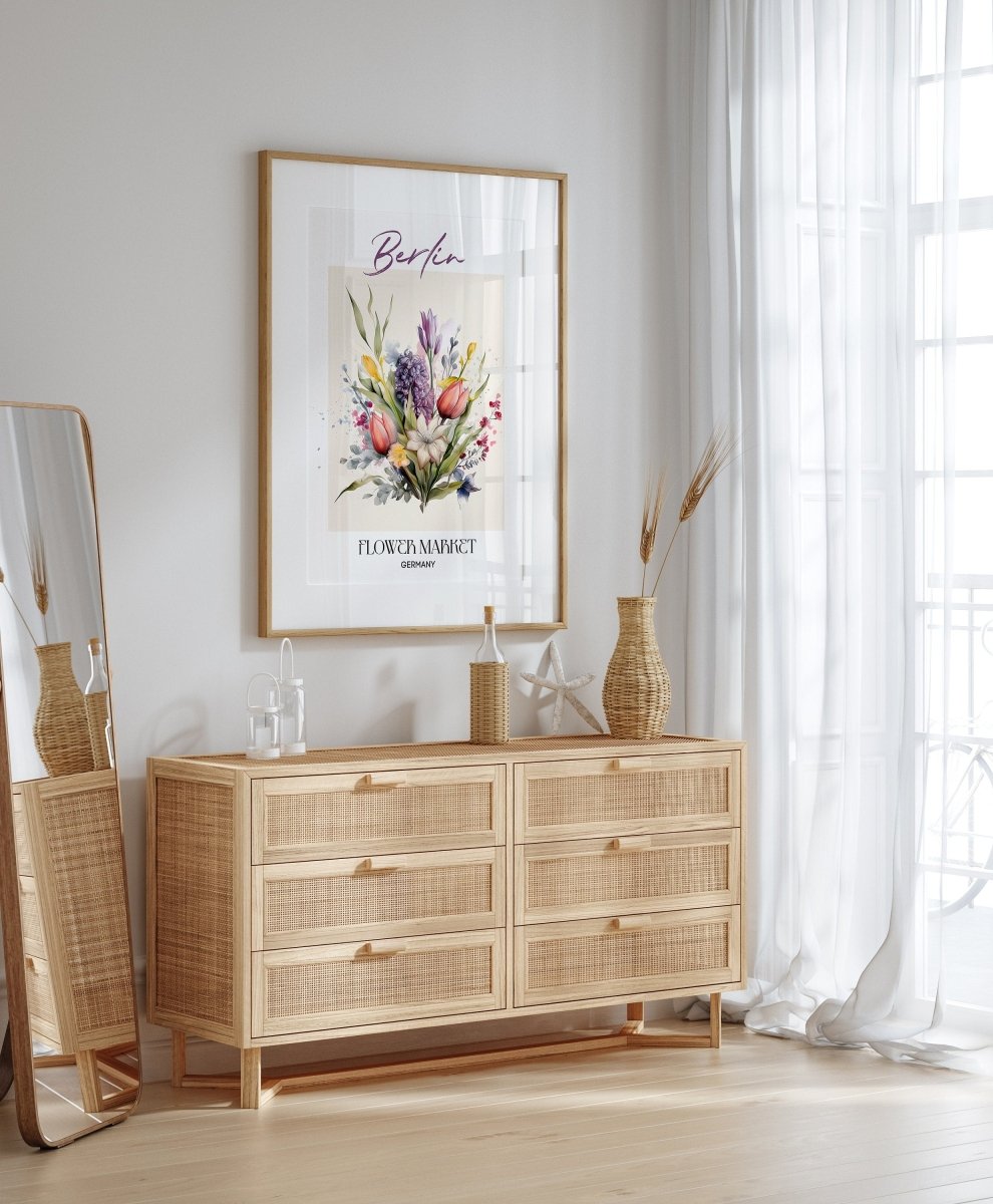 Berlin Flower Market Germany Design Poster I Geschenkidee I Wanddeko Wohnzimmer Küche I Skandinavisches Design I Deko Print ohne Rahmen - justgoodmood