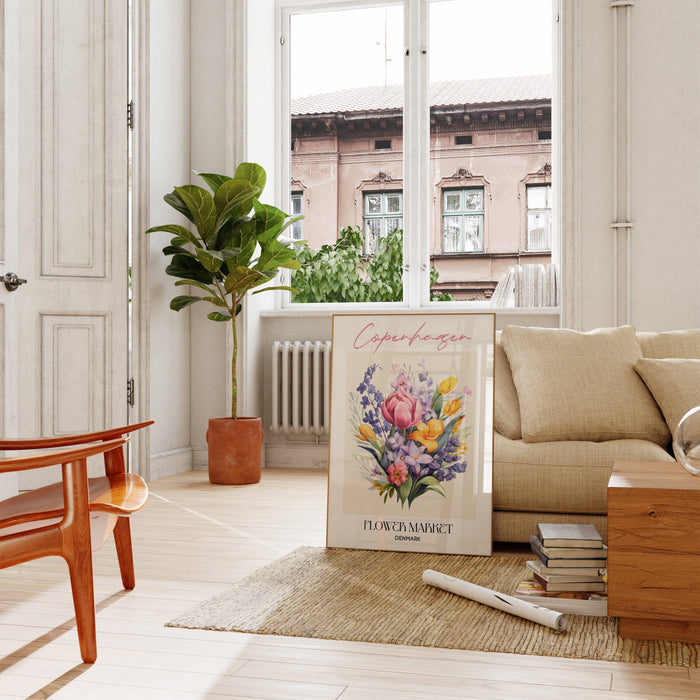 Copenhagen Flower Market Poster – Premium Baumwolle