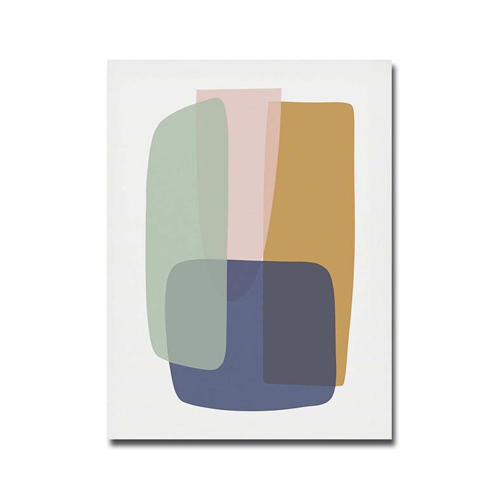 Abstraktes Design Poster von justgoodmood, inspiriert von Matisse, zeigt farbenfrohe geometrische Formen, ideal für kreative Wandgestaltung im Wohnzimmer oder Schlafzimmer.