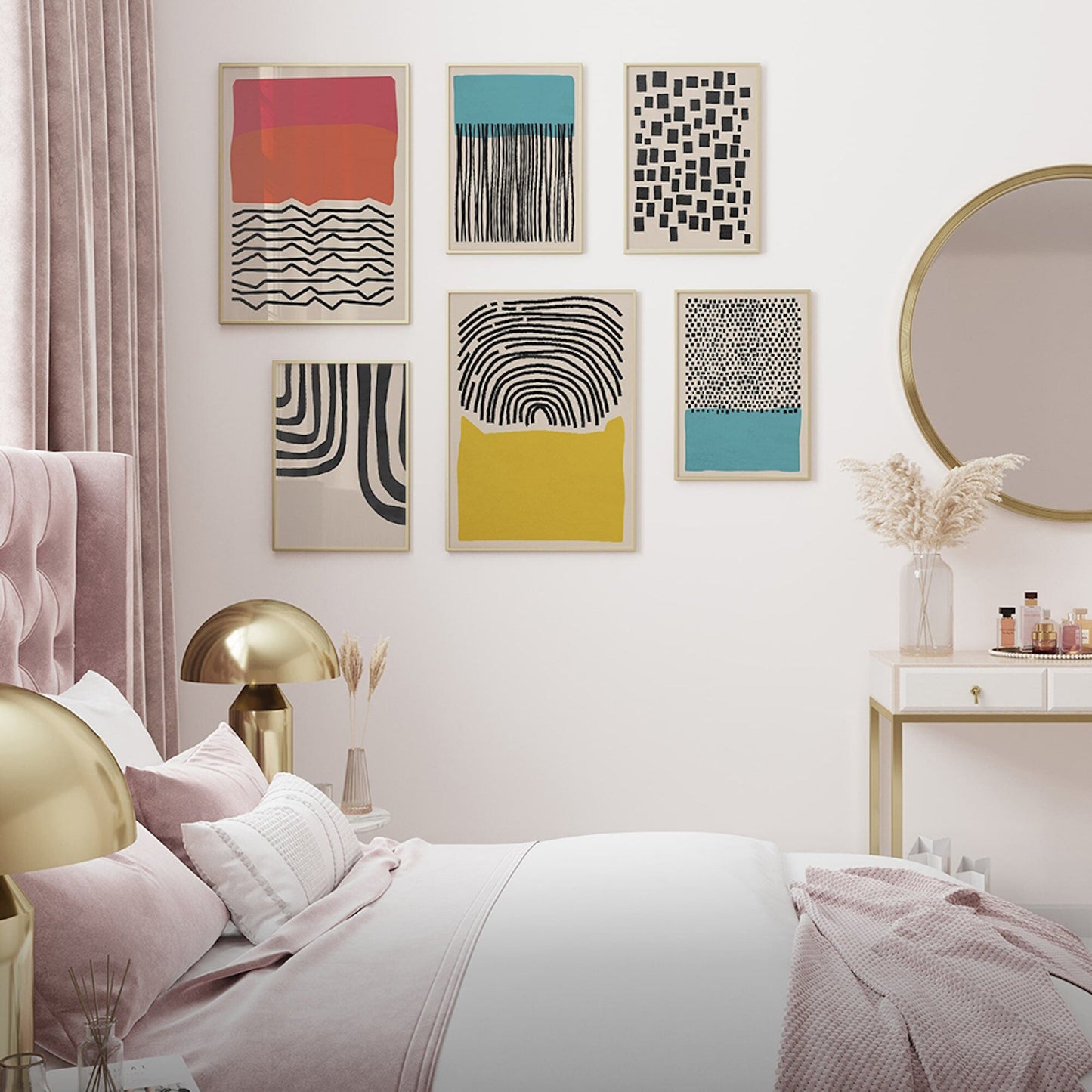 Poster Linien Abstrakt Formen | Bilder Wohnzimmer | Wandbilder Schlafzimmer | Deko Print ohne Rahmen | Bilder Set Kunstdruck