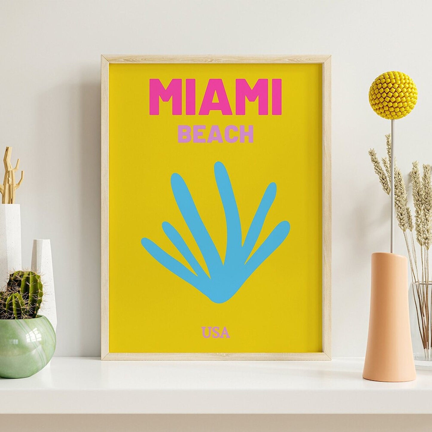 Poster Städte Reise als Wandkunst mit bunten Farben von Mykonos, Ibiza, Miami, Capri, Palm, Bondi Strand als Deko Print ohne Rahmen