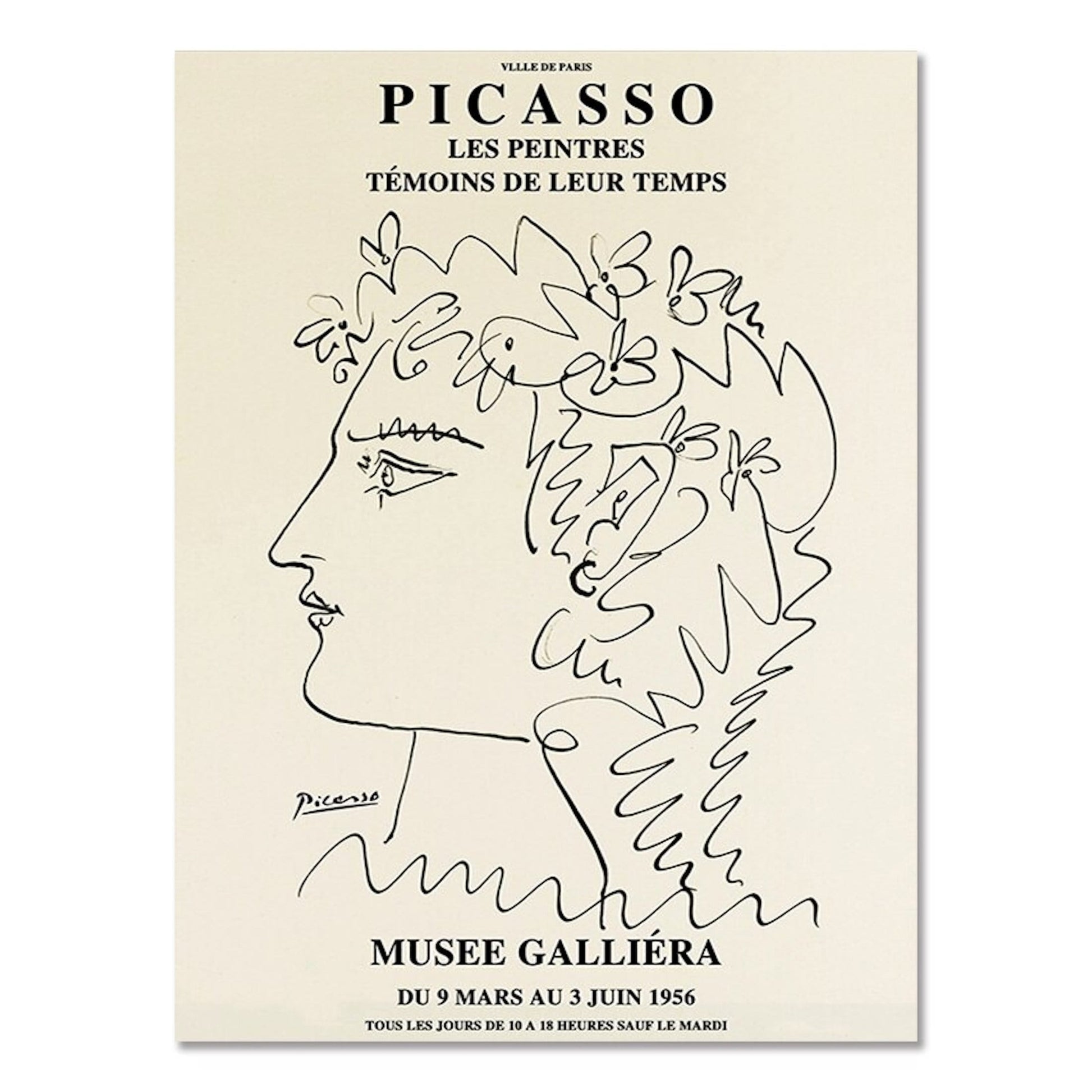 Charismatisches Picasso-Poster mit einem künstlerischen Gesichtsumriss, perfekt für kreative Innenräume. Kunst von justgoodmood.
