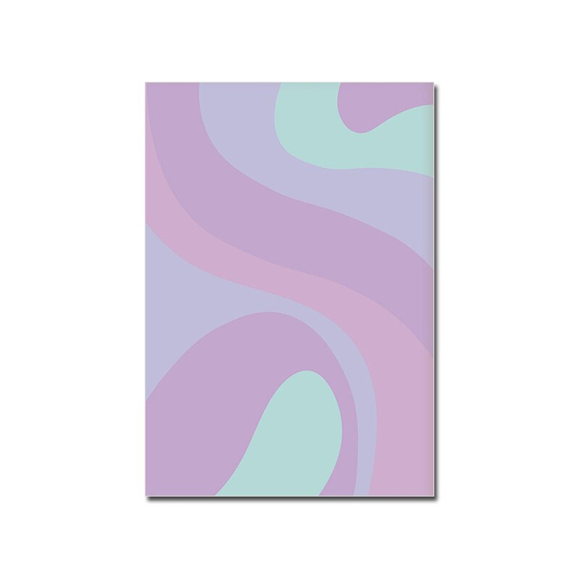Stylisches Design mit dem Poster von justgoodmood - Wellenförmige Muster in sanften lila und mint Farben, ideal für kreative Wohnräume.
