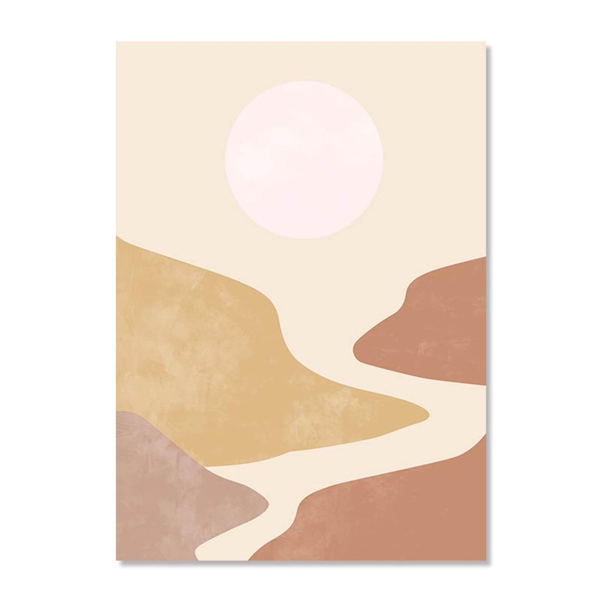Atemberaubendes Boho Linien Abstrakt Botanik Poster von justgoodmood, das eine künstlerische Landschaft mit sanfte Farbverläufen darstellt – ideal für eine beruhigende Atmosphäre in Ihrem Zuhause.