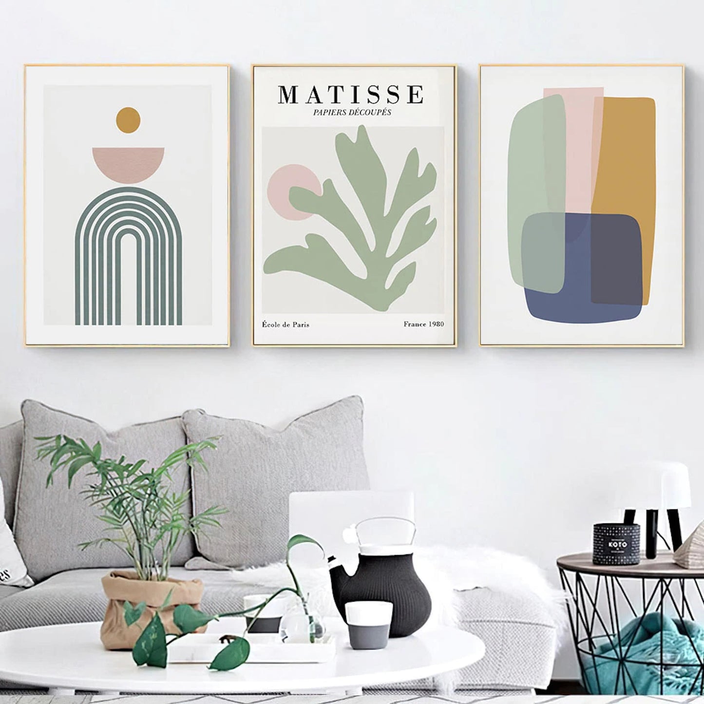 Poster Matisse Blätter Blumen Abstrakt | Bilder Wohnzimmer | Wandbilder Schlafzimmer | Deko Print ohne Rahmen | Bilder Set Matisse Grün