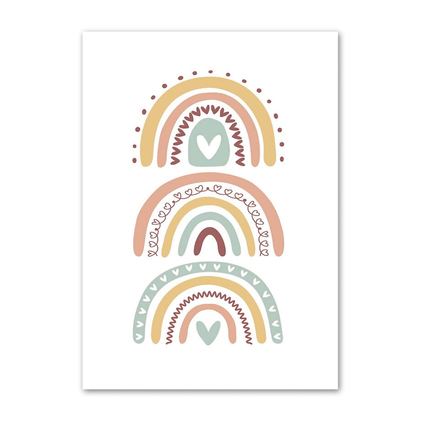 Poster for children's room with sun and rainbow as a decorative print without a frame