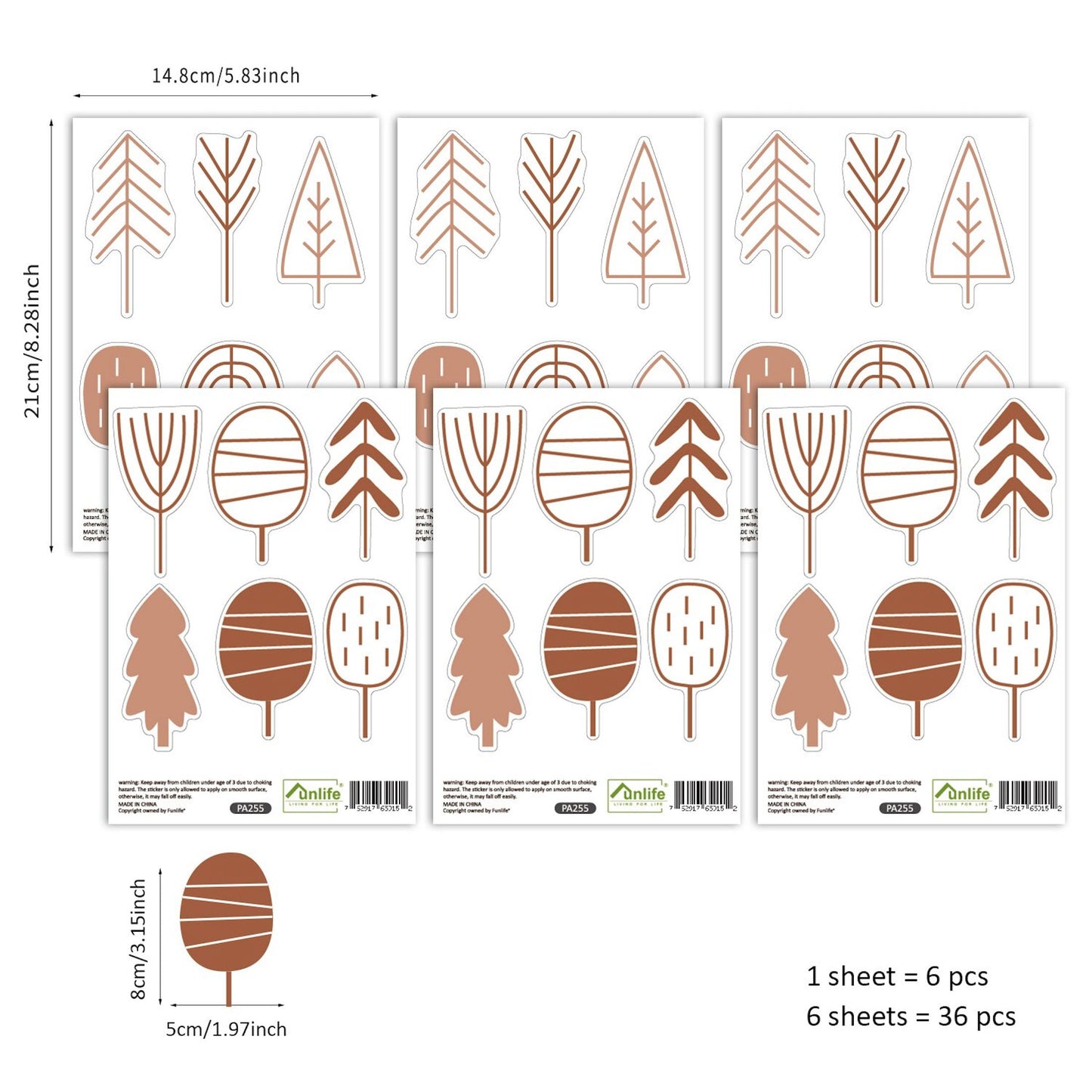 Wandaufkleber für Kinderzimmer Bäume und Tannen im Boho Stil als Sticker Set