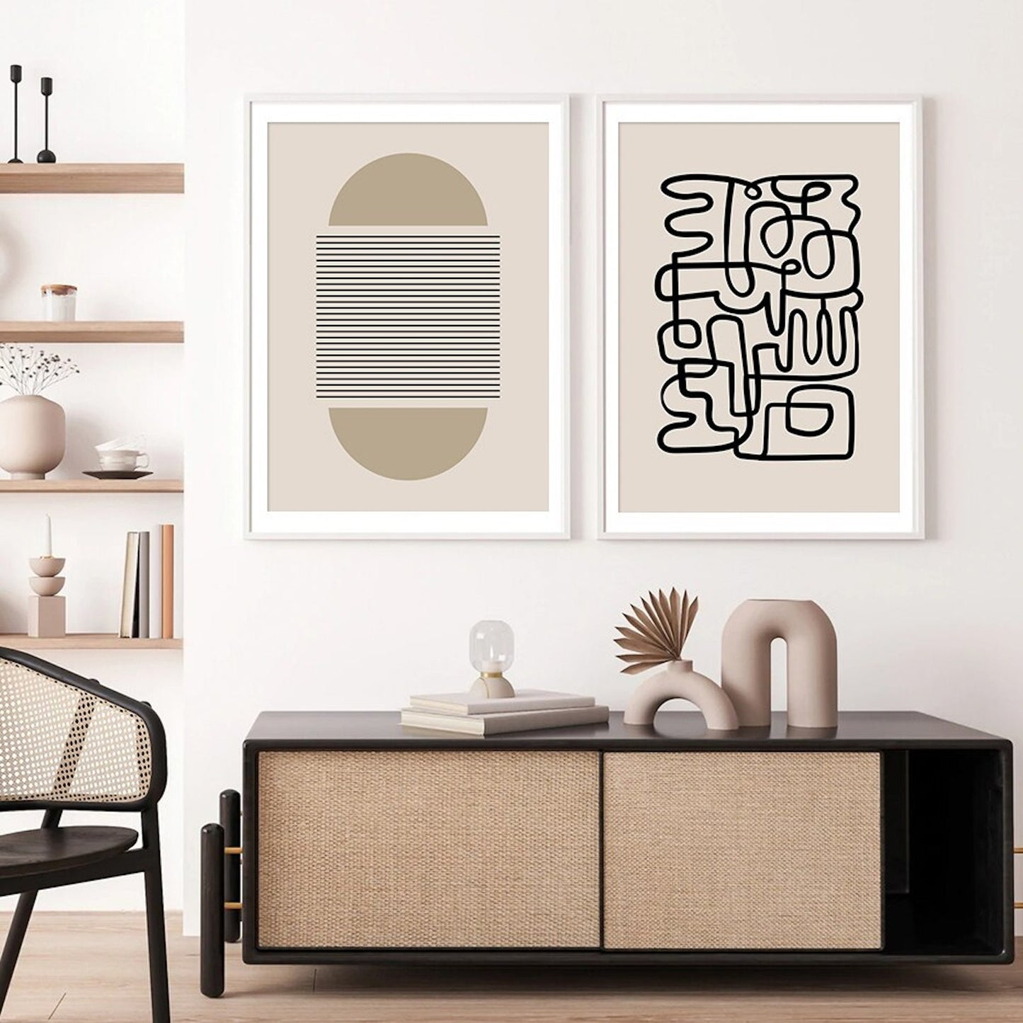 Poster Minimalistic Matisse cut outs and line shapes as a decorative print without a frame