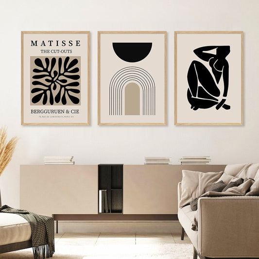 Poster Minimalistic Matisse cut outs and line shapes as a decorative print without a frame