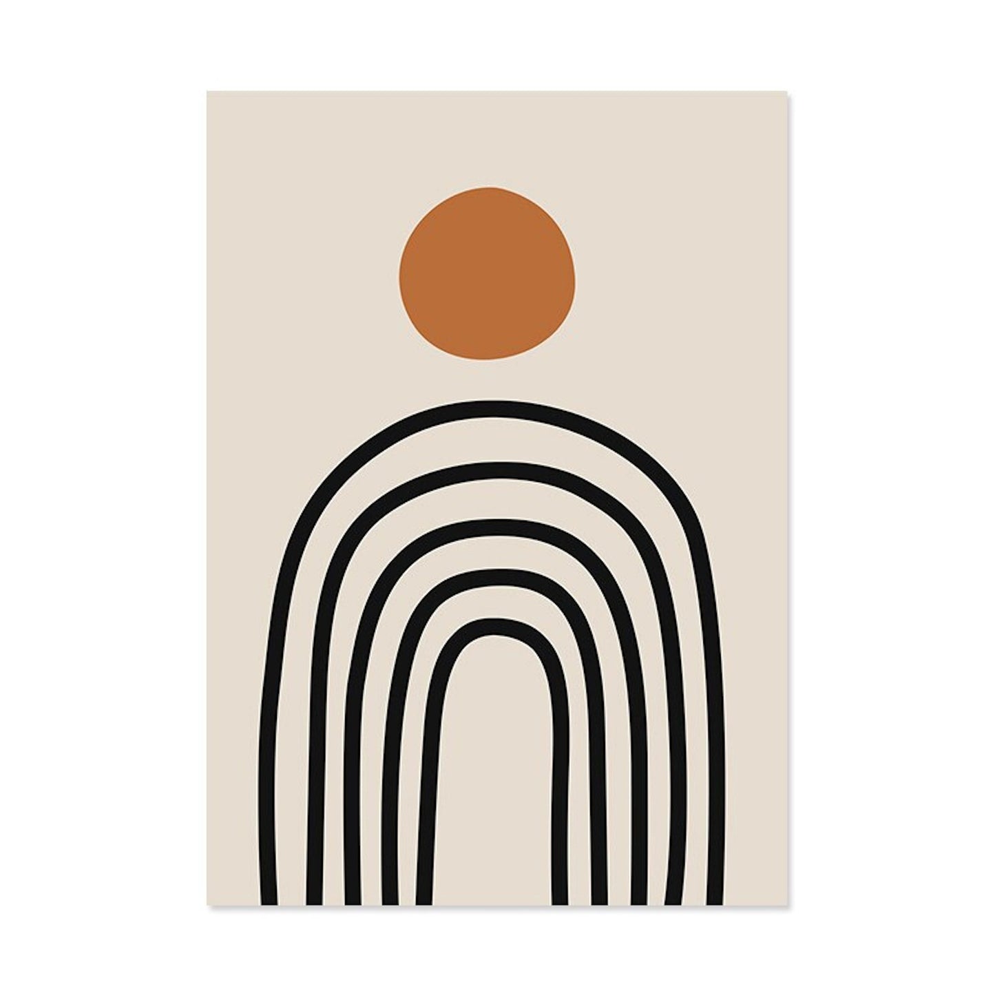 Poster circular lines and arcs in beige and black as a decorative print without a frame