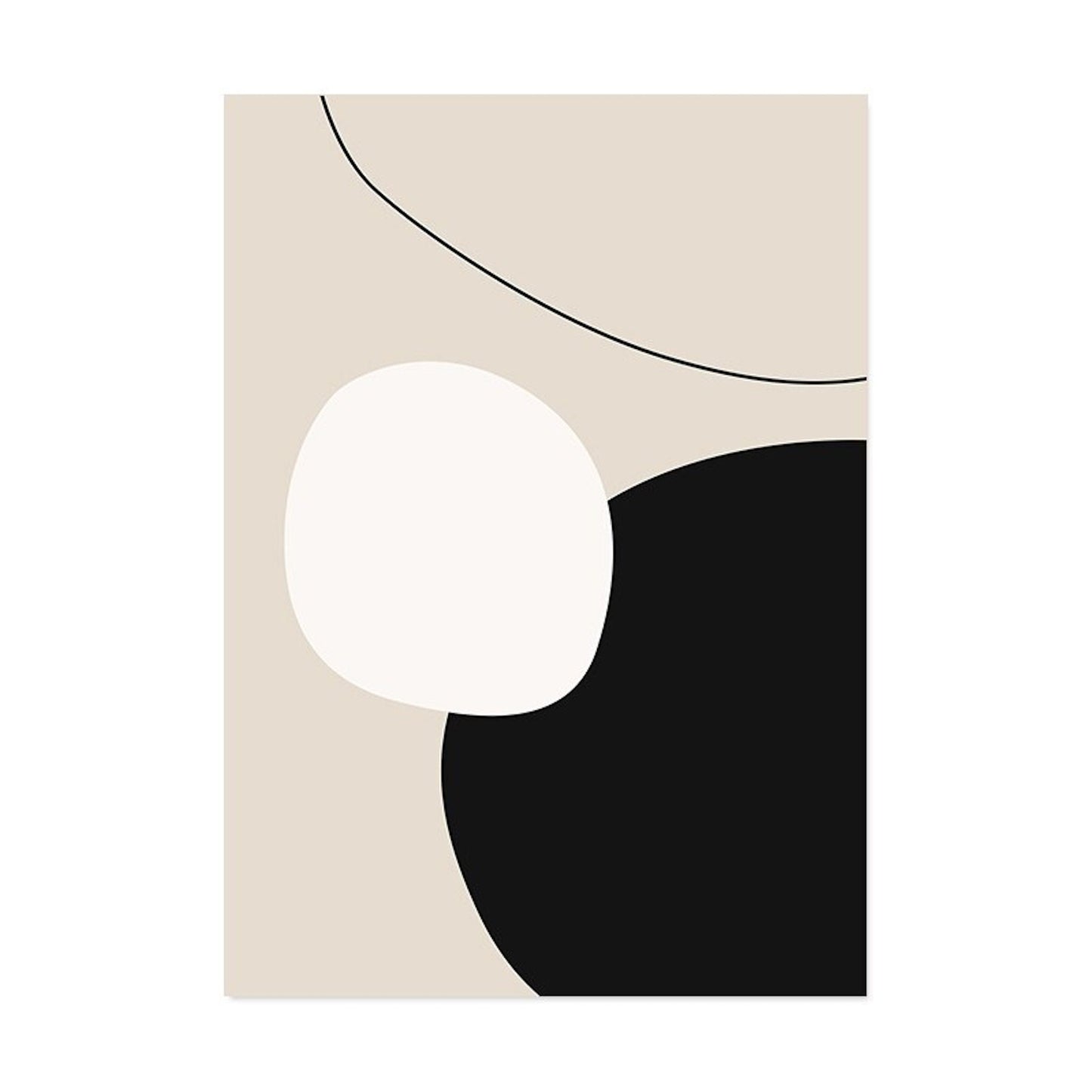 Poster circular lines and arcs in beige and black as a decorative print without a frame