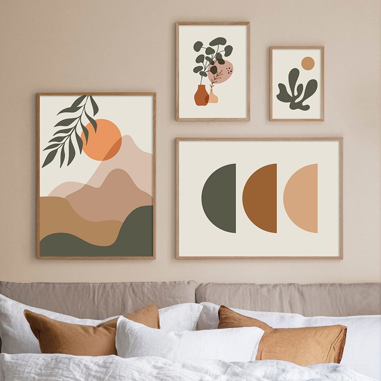 Poster Plants Boho with line shapes as a decorative print without a frame