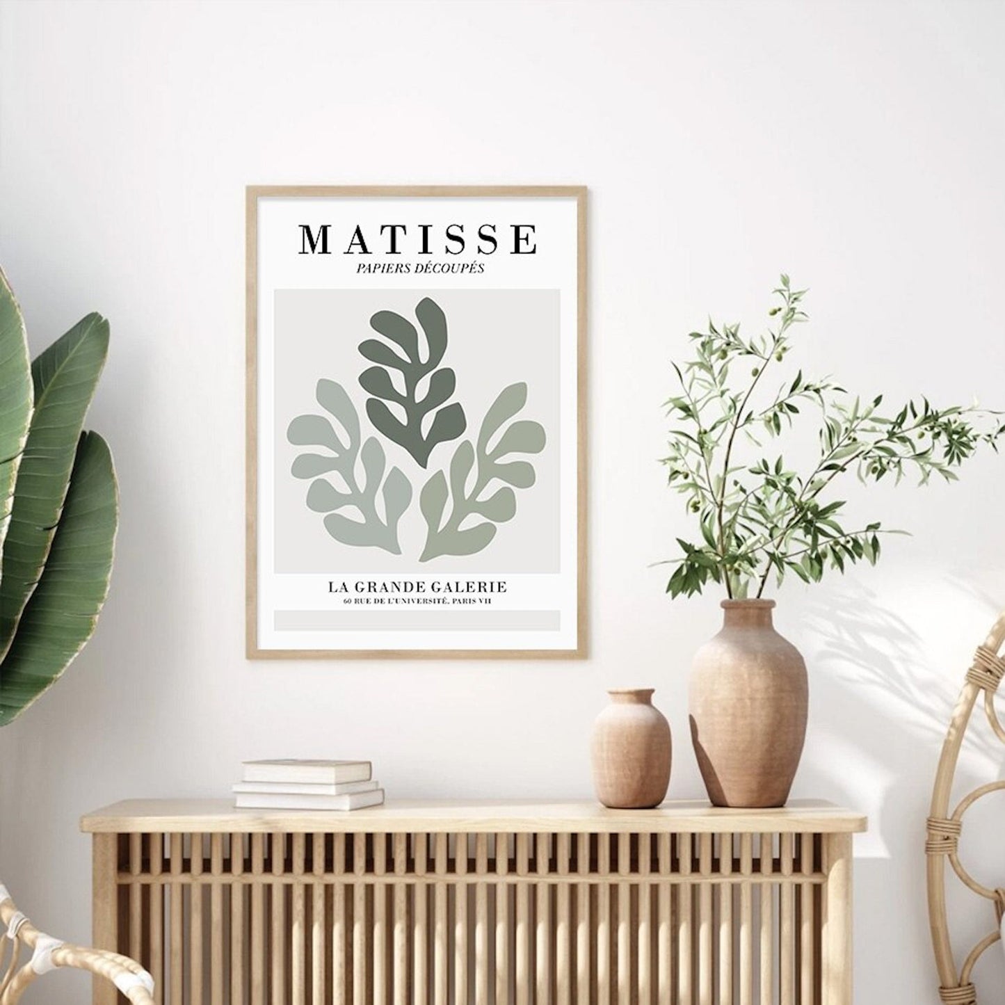 Poster Stein Stapel Abstrakte Form und Blumen Zweige Abstrakt Boho als Deko Print ohne Rahmen