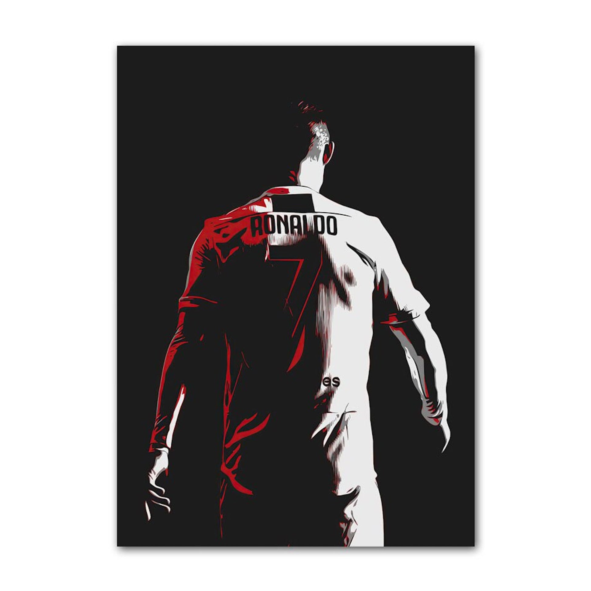 Poster Fußball Cristiano Ronaldo Jubel mit Pokal als Deko Print ohne Rahmen von justgoodmood zeigt Ronaldo mit seinem berühmten Rückenshot, perfekt für jeden Fußballfan.