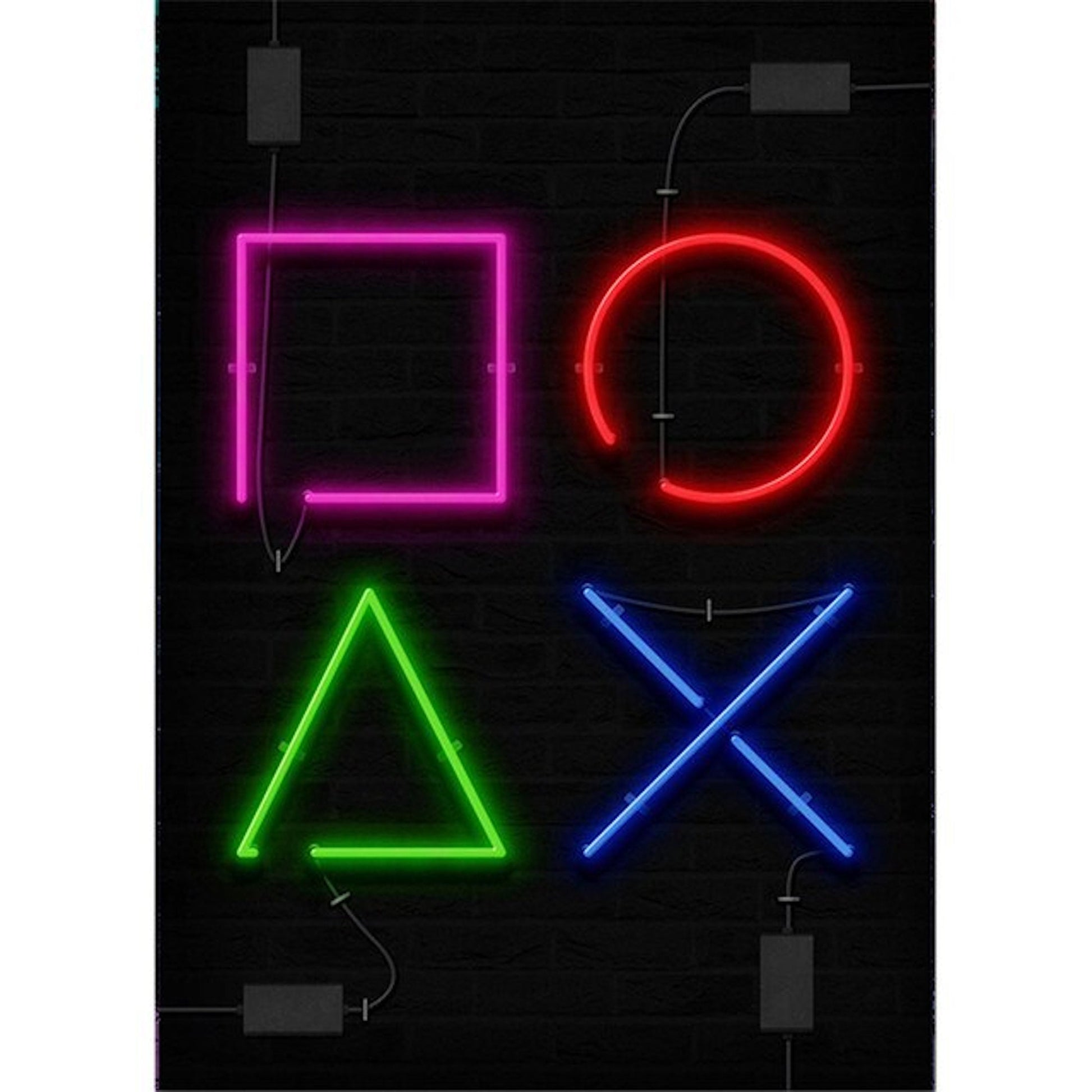 Poster Gamer Playstation cool sayings in neon colors as a decorative print  without a frame