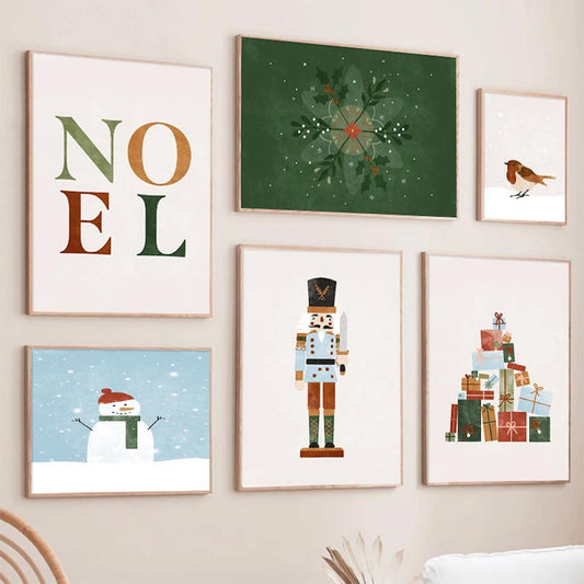 Poster Weihnachten Nussknacker Geschenke  I Wohnkultur| Bilder Wohnzimmer | Wandbilder Schlafzimmer | Deko Print ohne Rahmen | Bilder Set