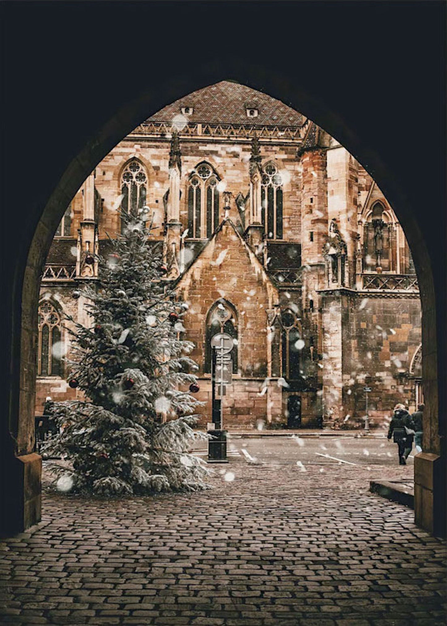 Poster New York Weihnachtsbaum Zimtplätzchen Kathedrale | Bilder Wohnzimmer | Wandbilder Schlafzimmer | Deko Print ohne Rahmen | Bilder Set