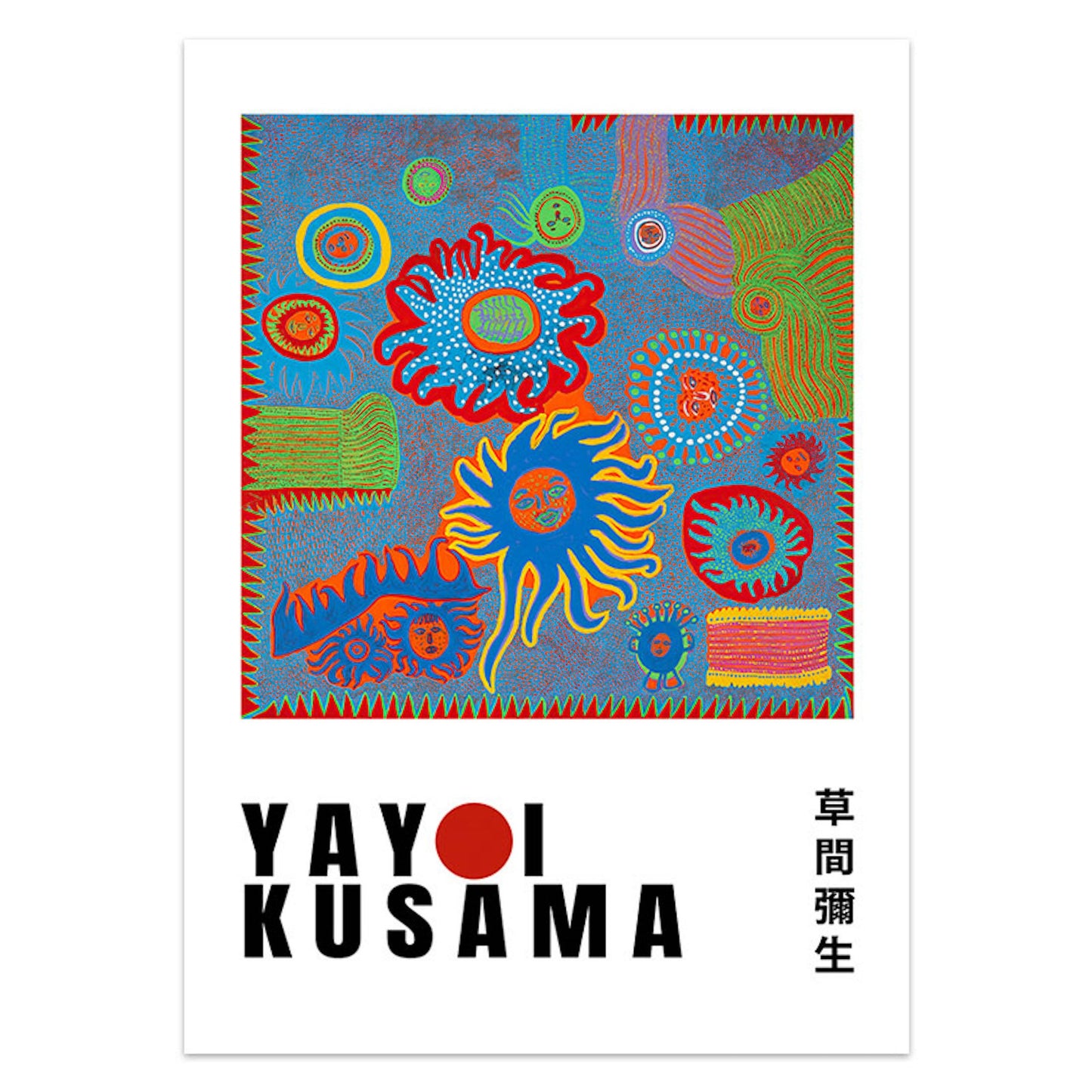 Poster Kusama Kunst Ausstellung Augen Pilz  | Bilder Wohnzimmer | Wandbilder Schlafzimmer | Deko Print ohne Rahmen | Bilder Set Kunstdruck