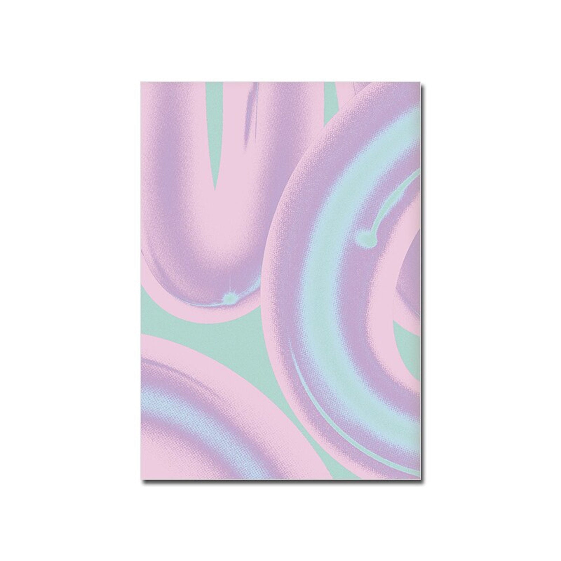 Farbenfrohes Poster mit sanften, geschwungenen Linien in Rosa und Mint, perfekt für eine positive Wohnkultur von justgoodmood, Poster Harmonie Energie Positiv Mindset.