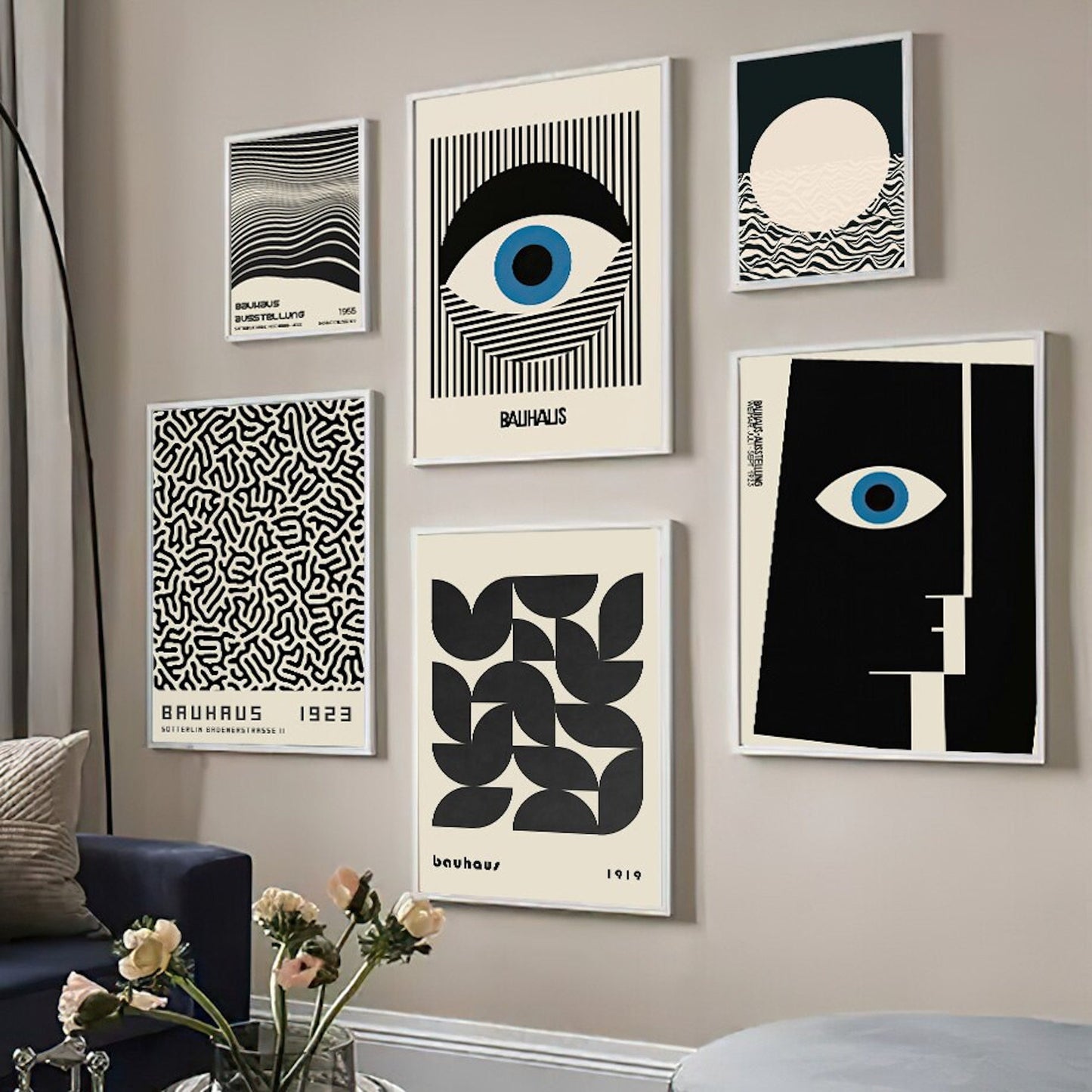 Poster Bauhaus eye with different shapes and patterns as a decorative print without a frame