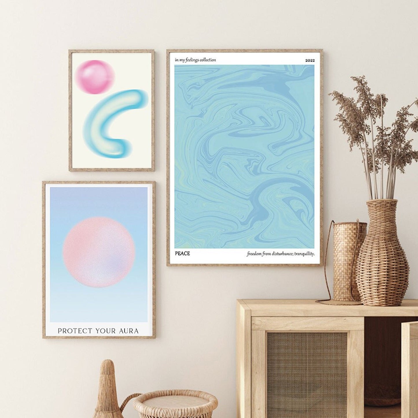 Poster spirituality blue aura as a decorative print without a frame