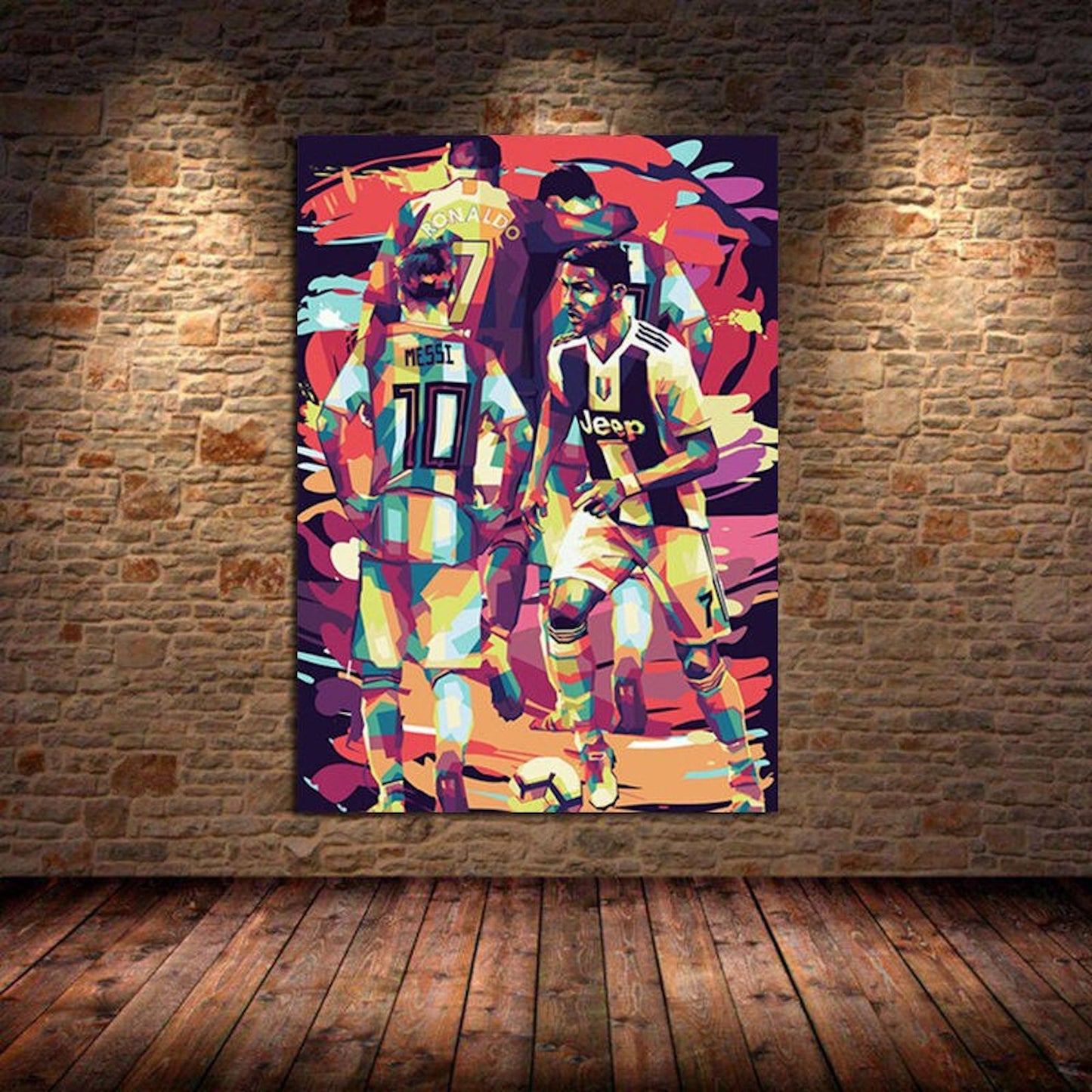 Poster football Christiano Ronaldo and Messi as a decorative print without a frame