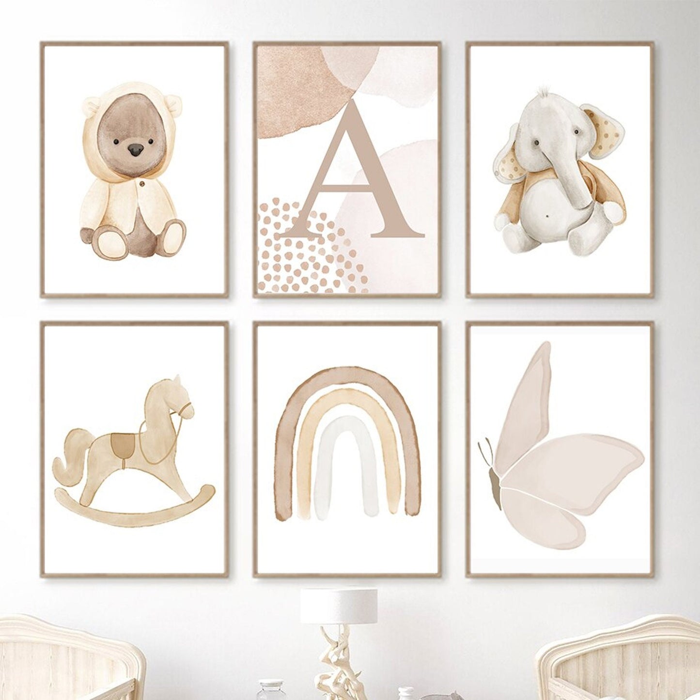 Poster für Kinderzimmer mit Tieren und Buchstabe als Deko Print ohne Rahmen