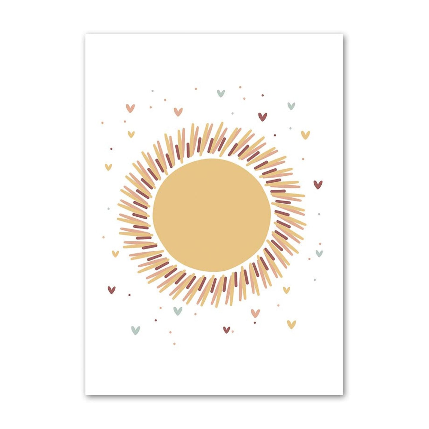 Poster for children's room with sun and rainbow as a decorative print without a frame