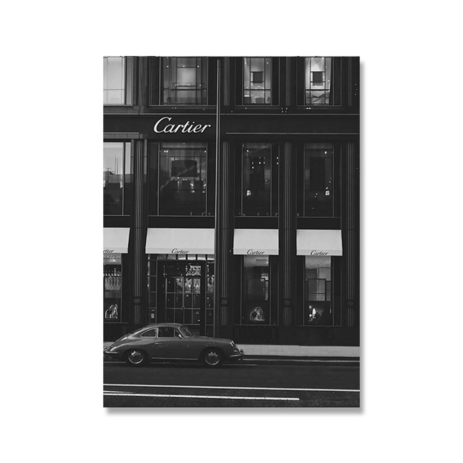 Schickes Poster von justgoodmood mit einem Cartier Geschäft, das Ihrer Inneneinrichtung einen Hauch von Luxus verleiht.