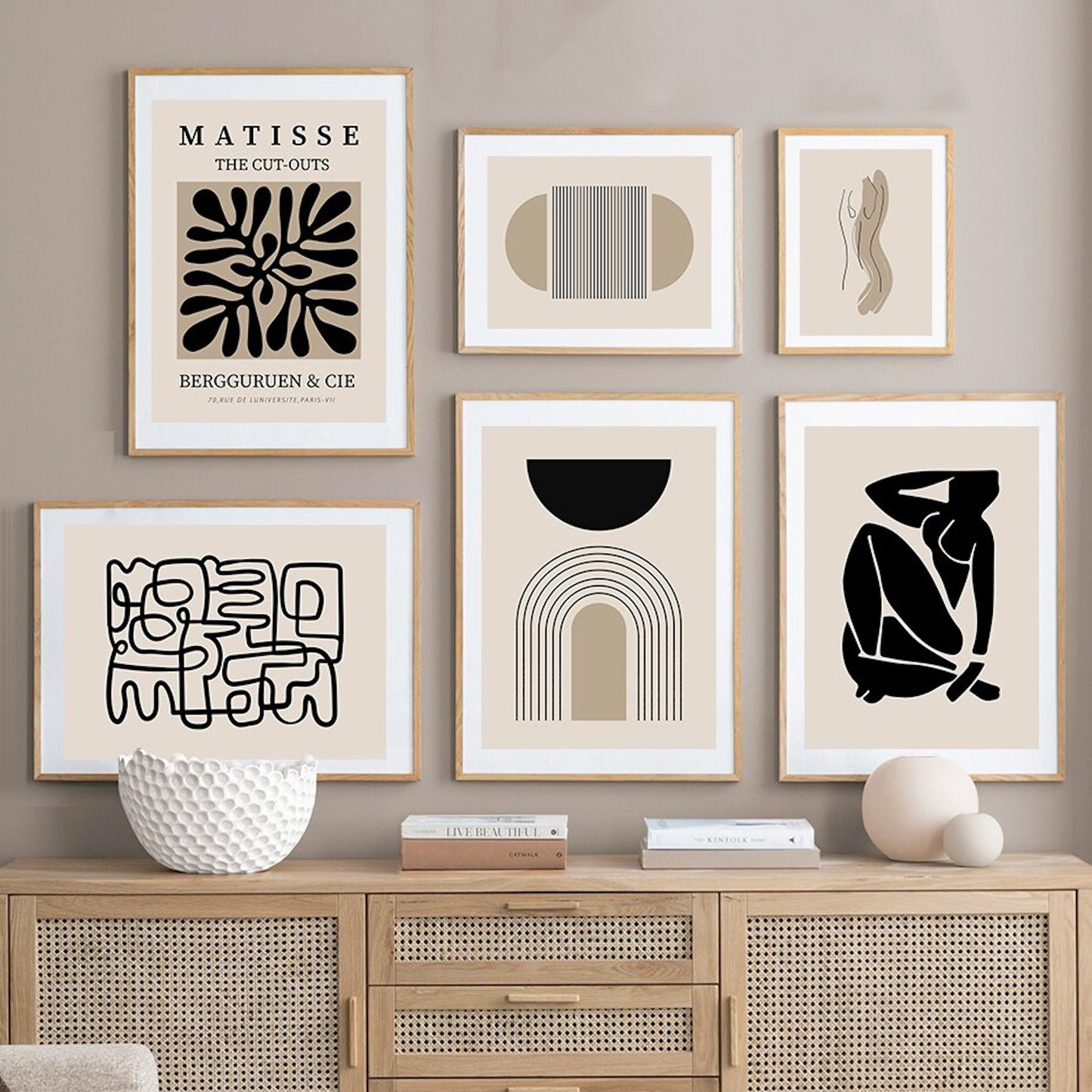 Poster Minimalistic Matisse cut outs and line shapes as a decorative print without a frame