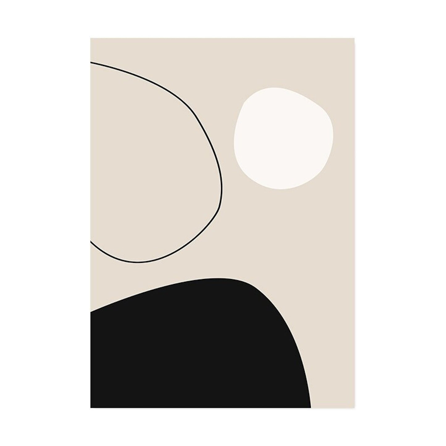 Poster circular lines and arcs in beige and black as a decorative print without a frame