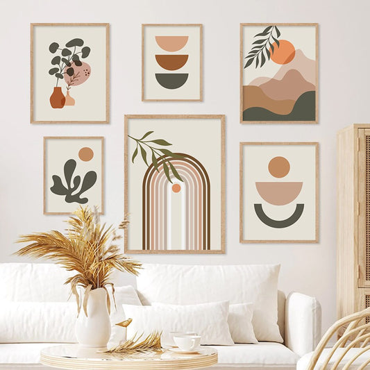 Poster Plants Boho with line shapes as a decorative print without a frame