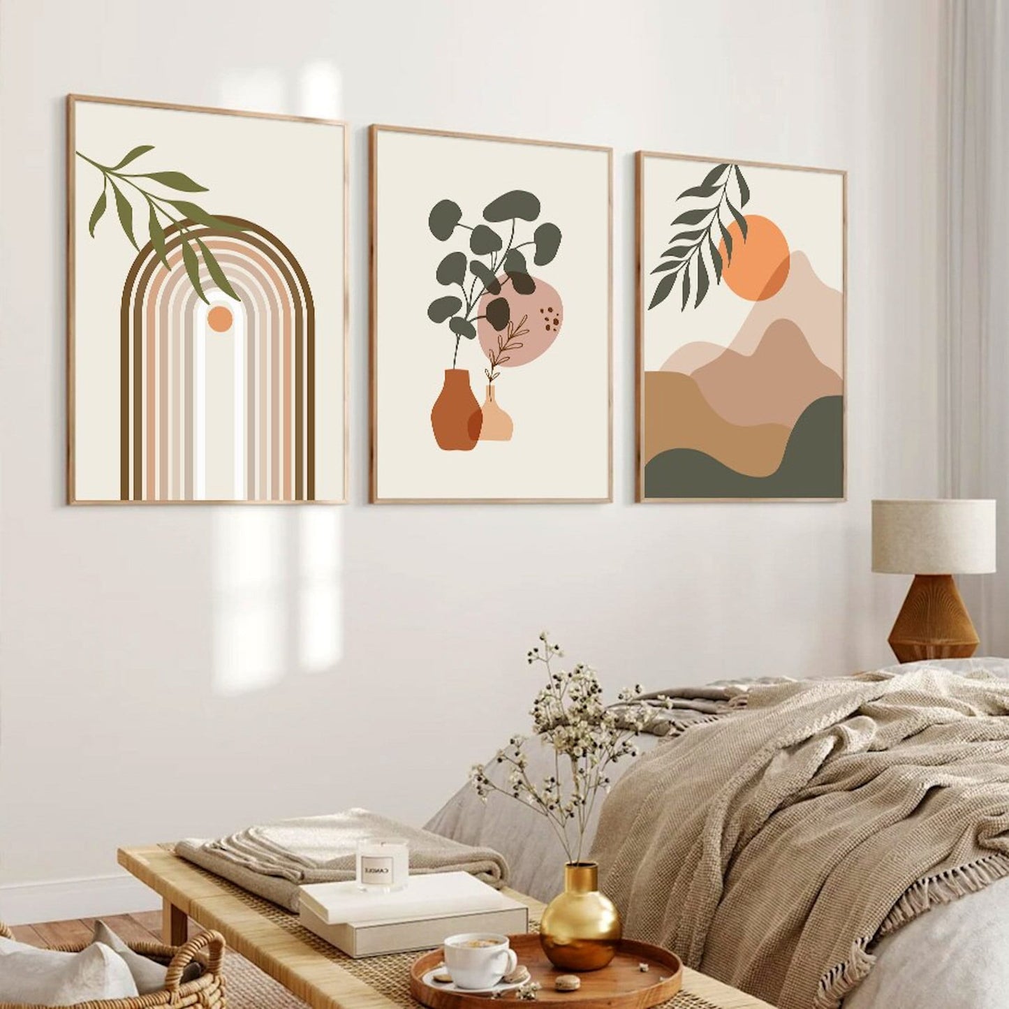 Poster Plants Boho with line shapes as a decorative print without a frame