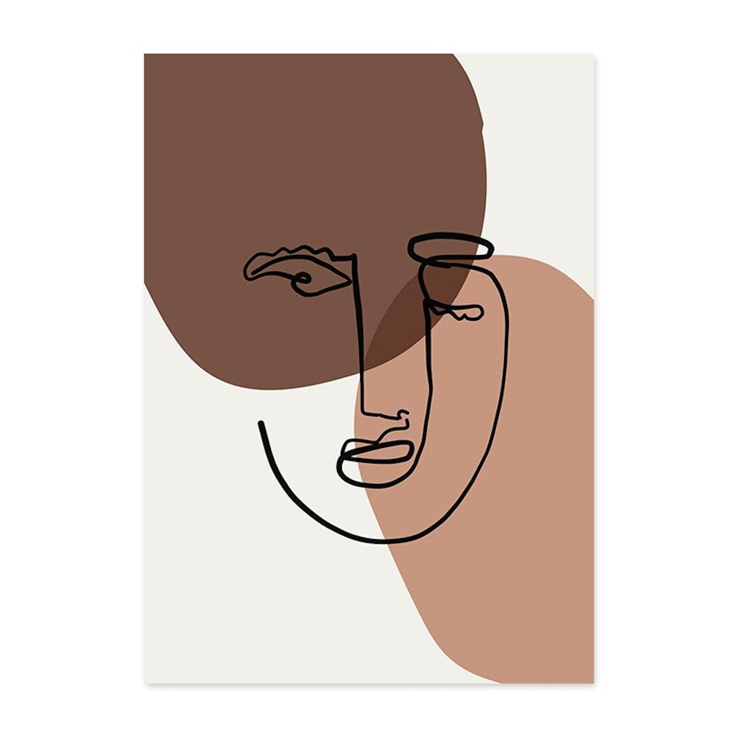 Poster face lines and abstract shapes as a decorative print without a frame