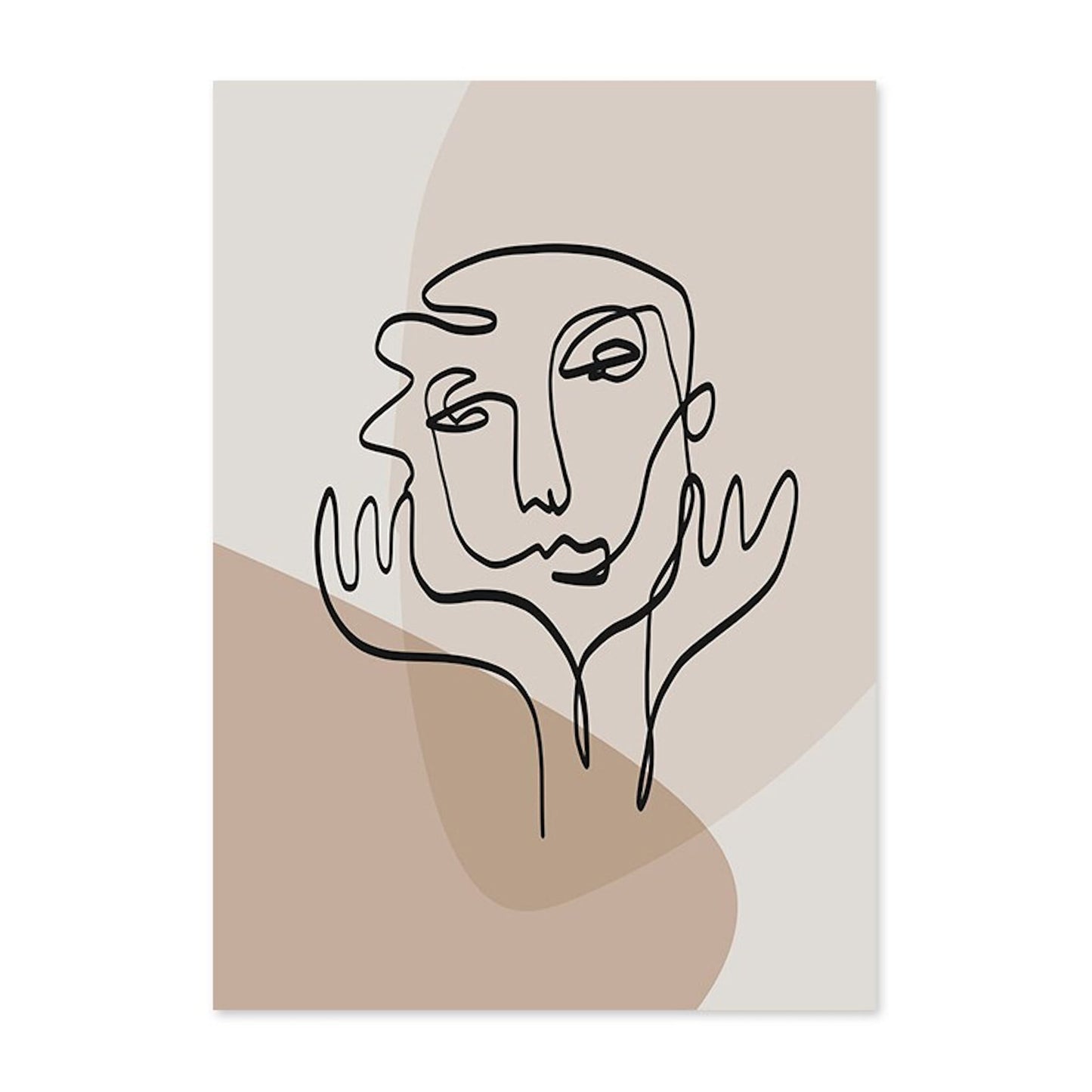 Poster face lines and abstract shapes as a decorative print without a frame