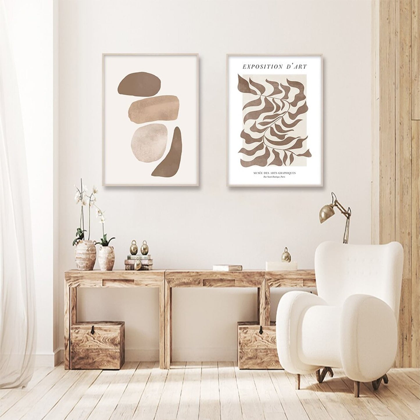 Poster face lines and abstract shapes as a decorative print without a frame