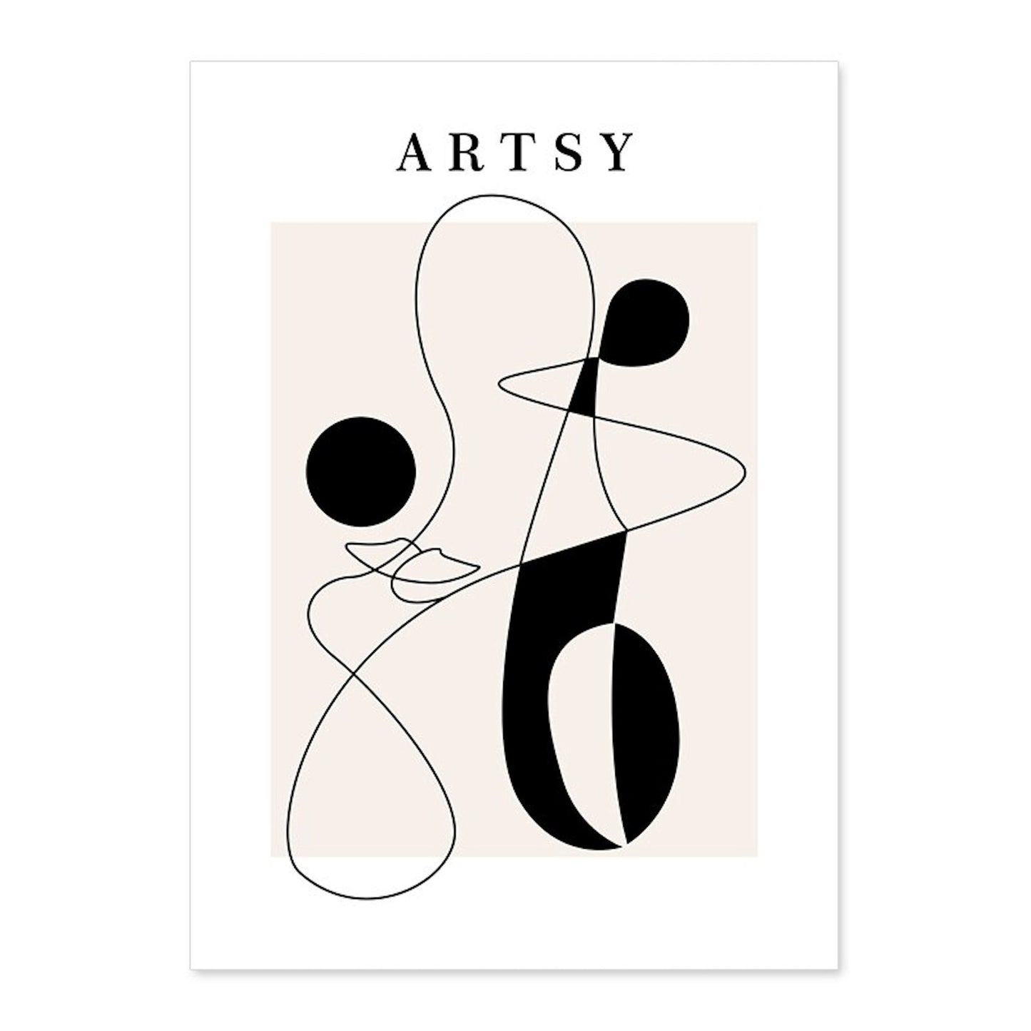 Poster boho model with hat and abstract shapes as a decorative print without a frame