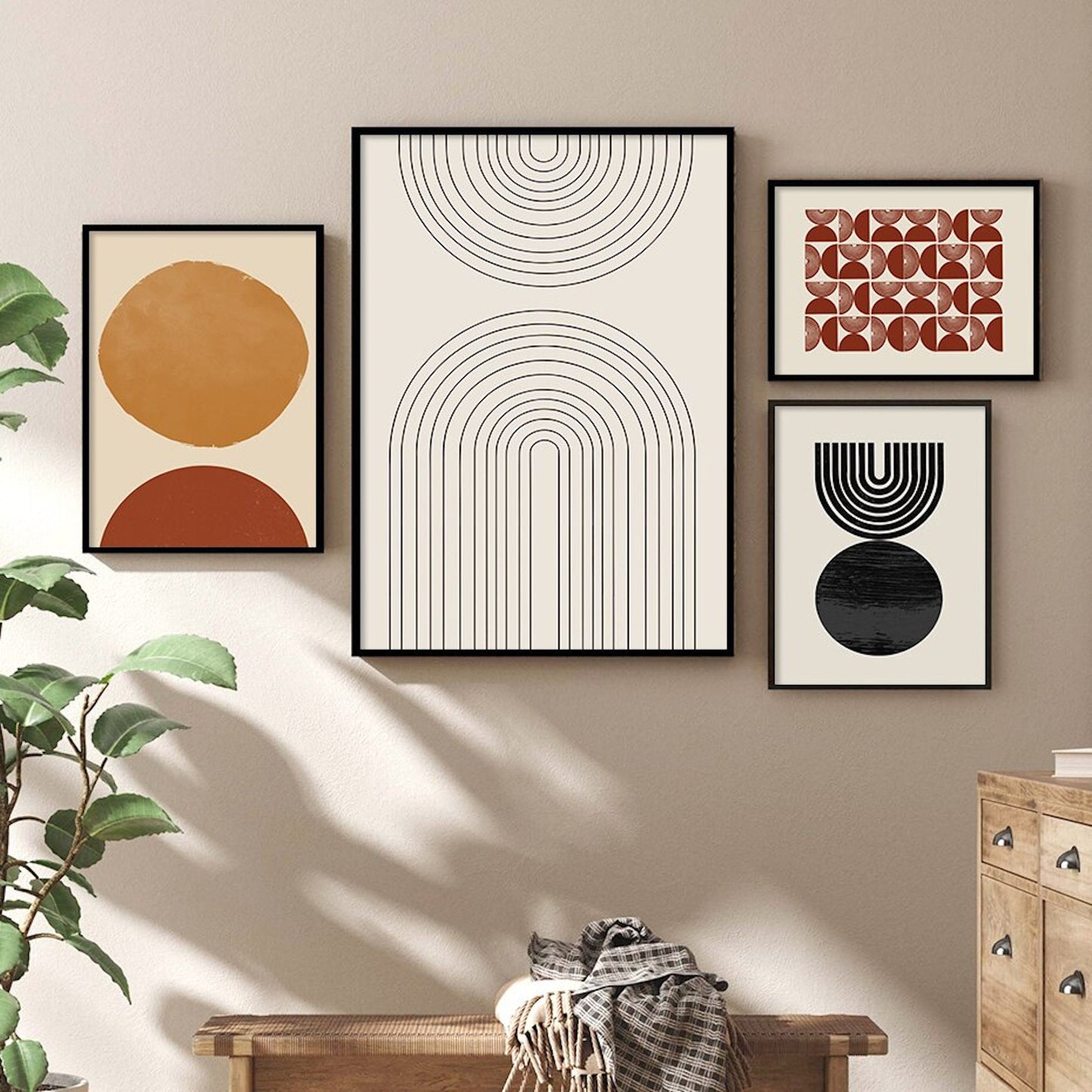 Poster Boho in Senffarben und Ockarfarben als Deko Print ohne Rahmen