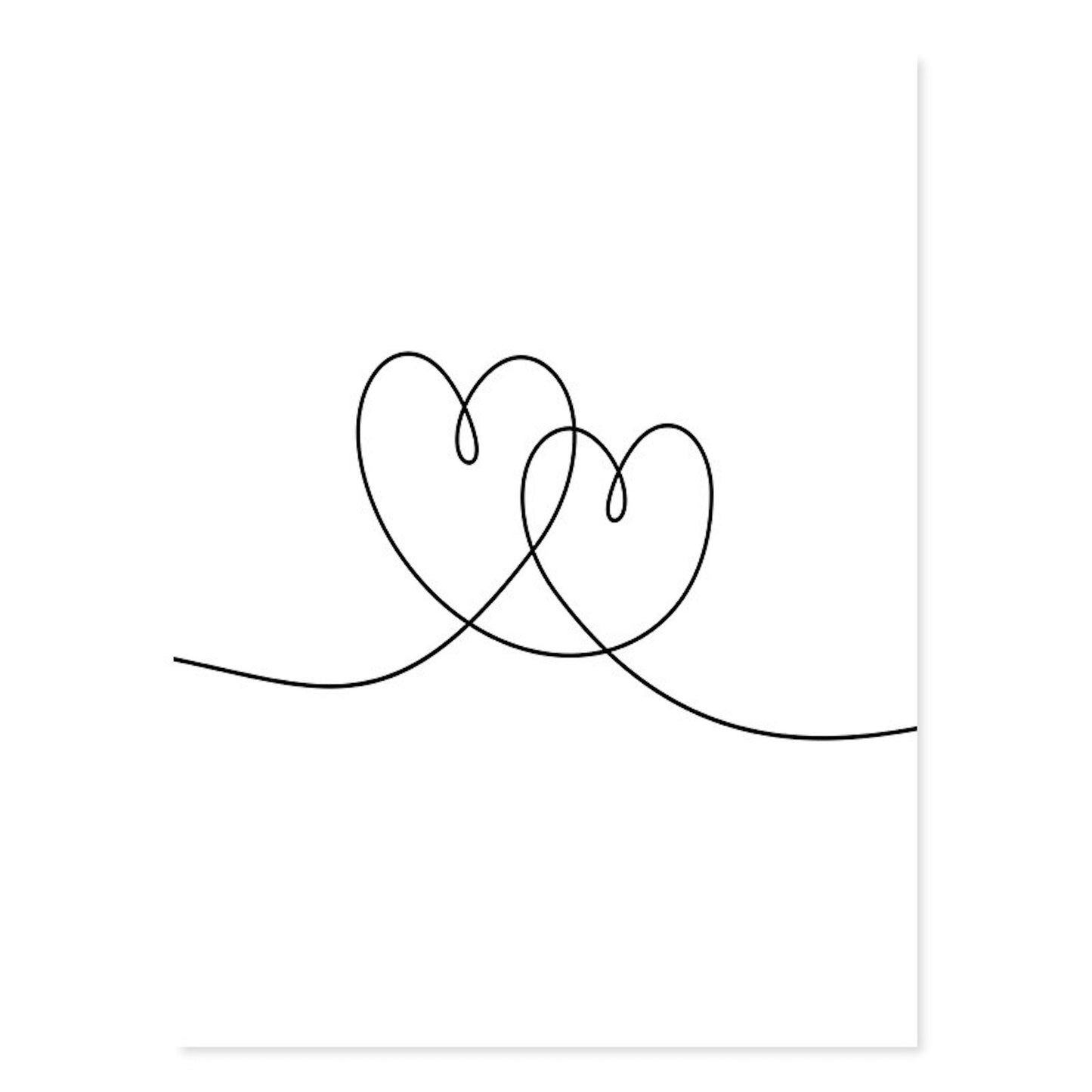 Poster boho heart lines love and geometric shapes as a print without a frame