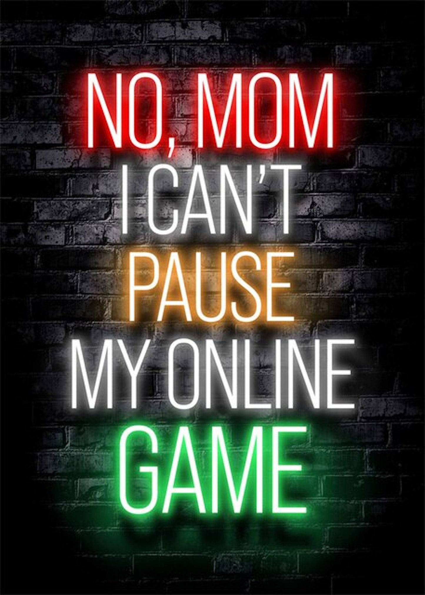 Poster Gamer Playstation cool sayings in neon colors as a decorative print without a frame