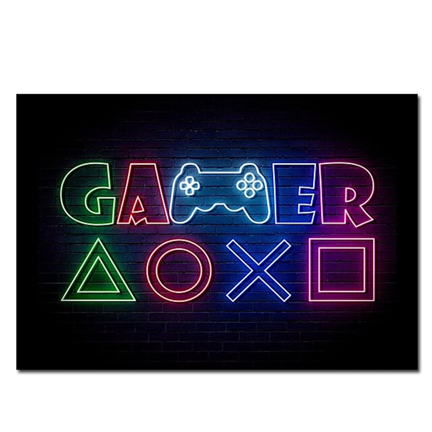 Poster Gamer PC &amp; Playstation in neon colors and cool sayings for gamers as a decorative print without a frame